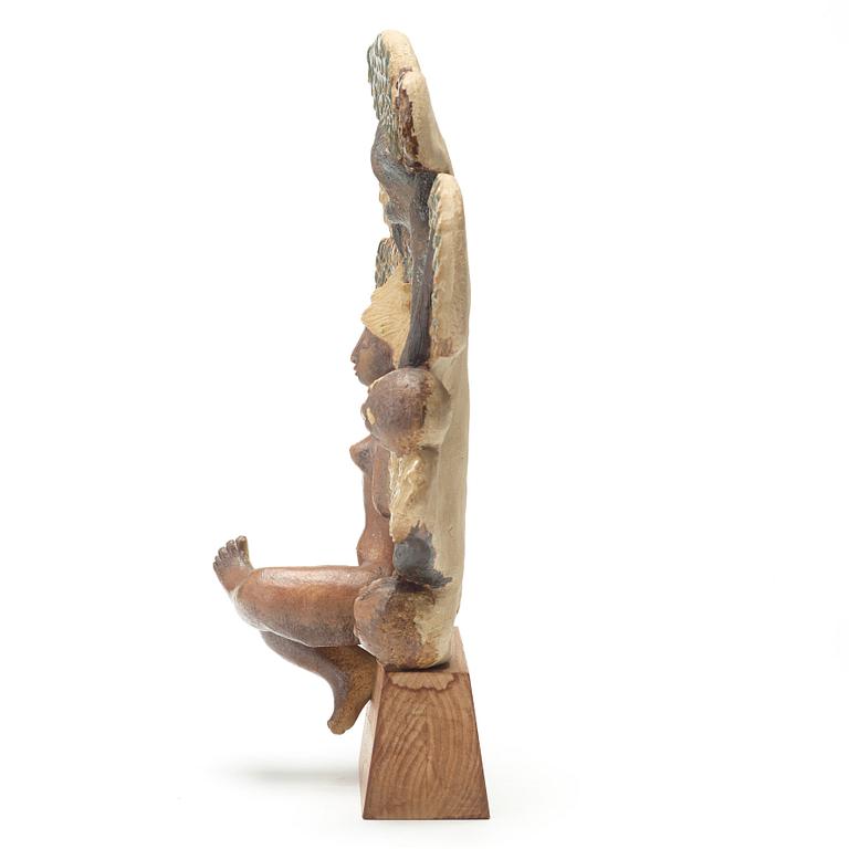 STIG LINDBERG, skulptur av chamotterat stengods, "Susanna i badet", Gustavsbergs studio 1940-tal.