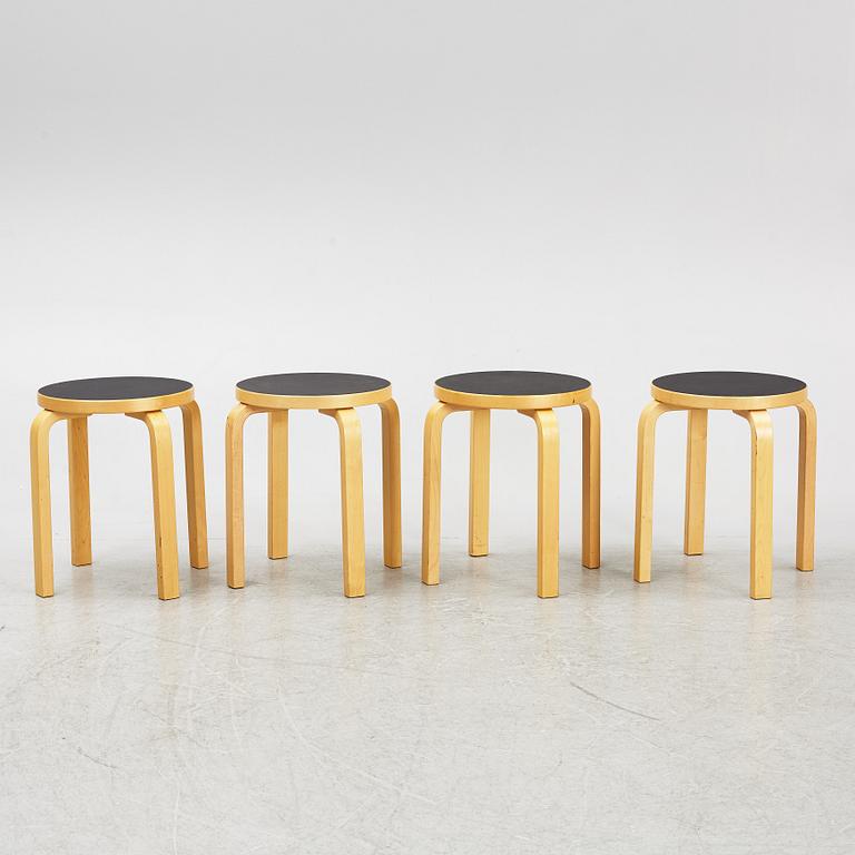 Alvar Aalto, stools, 4 pcs, model 60E, late 20th century.