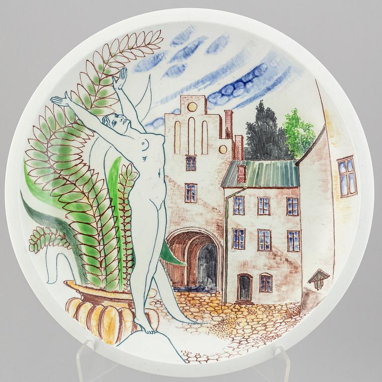 RÖRSTRAND, a set of 4 stoneware dishes, Carl-Harry Stålhane, Oskar Dahl, Sylvia Leuchovius, Sweden mid 20th century.