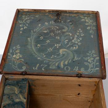 Skrin, allmoge, Jämtland. Märkt BHD och invändigt daterat 1794.