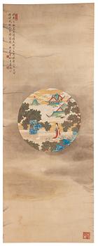 1025. A Chinese scroll painting, Qing dynasty, circa 1900.