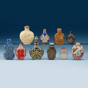 A set of 10 snuff bottles, Qing dynasty.