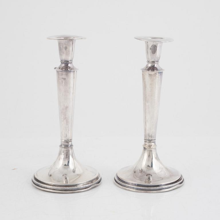 A pair of Swedish silver candlesticks, mark of Tesi, Gothenburg 1957.