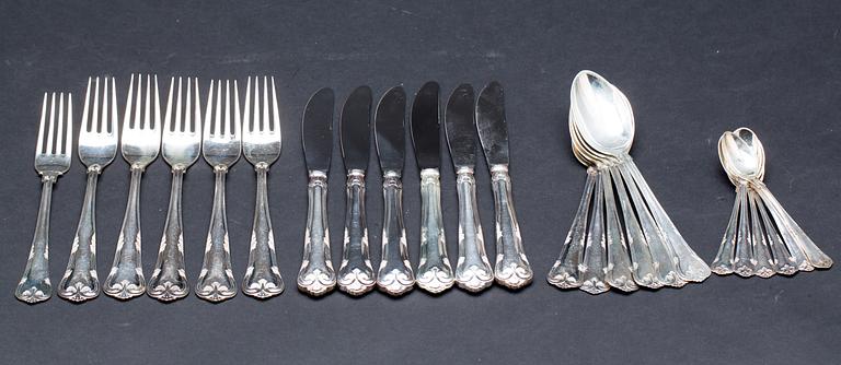 BESTICKUPPSÄTTNING, 6+6+6+6, silver. Köpenhamn. Ca 1050g.