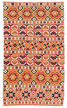 256. A double-interlocked tapestry bed cover, c. 189 x 112, northeastern Scania.