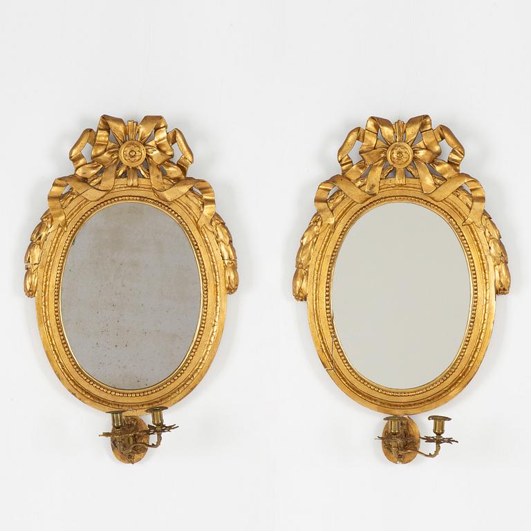 Spegellampetter ett par, Gustavianska, 1800-talets början.