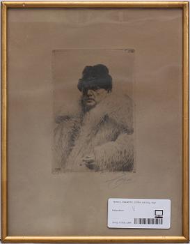 ANDERS ZORN, etsning, sign. Dat 1916 i plåten.