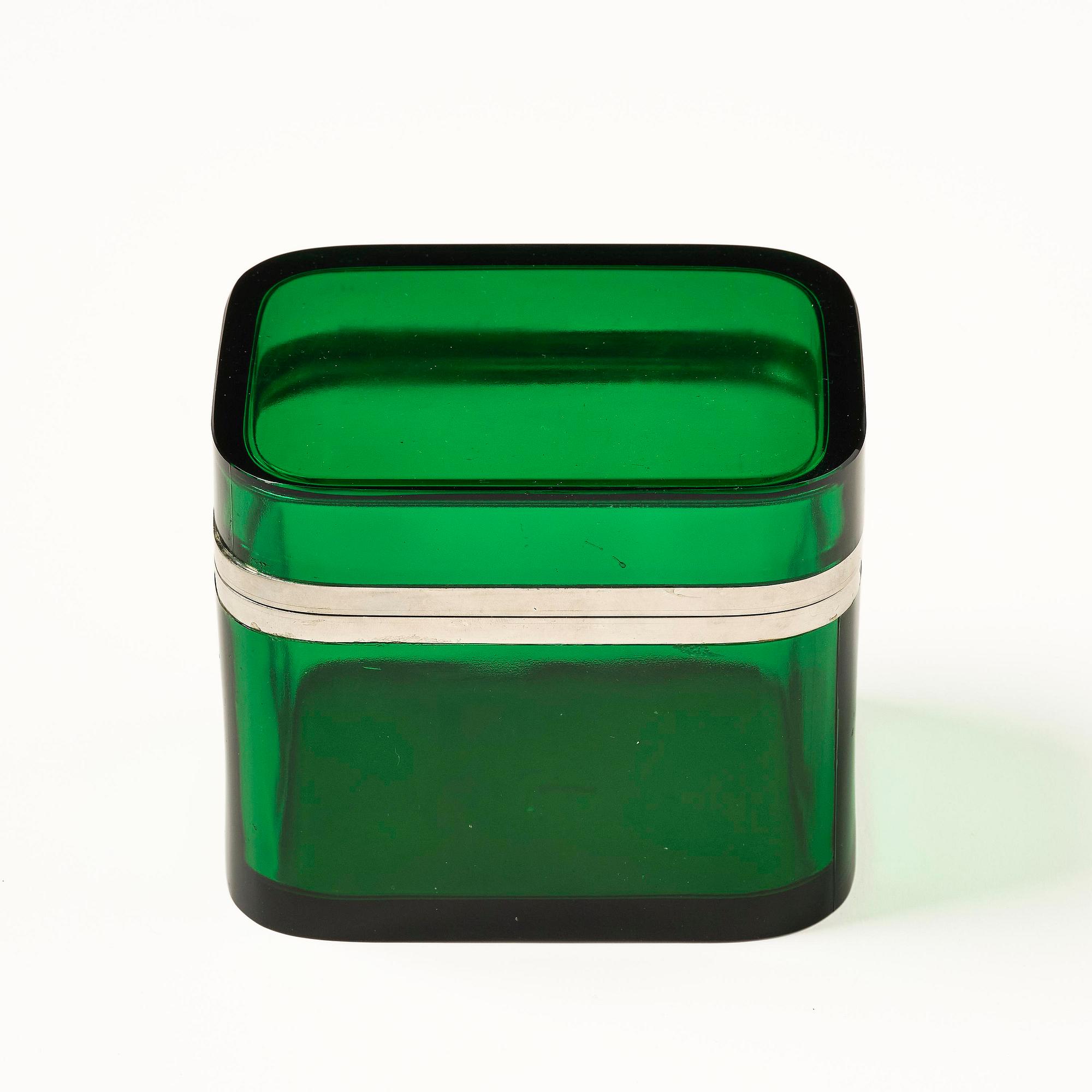 Josef Frank, a pewter mounted green-tinted glass box, Firma Svenskt Tenn.