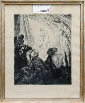 OKÄND KONSTNÄR, etsningar, 4 st, sign, en dat 1942.