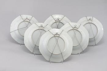 TALLRIKAR, 6 st, porslin, Kina, 1700-tal.