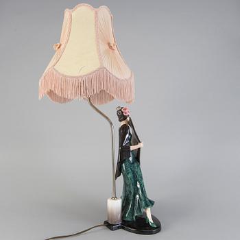 STEFAN DAKON, bordslampa, flintgods. Goldscheider, 1930-tal.