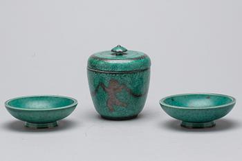 URNA och SKÅLAR, ett par, "Argenta",  Wilhelm Kåge, Gustavsberg.