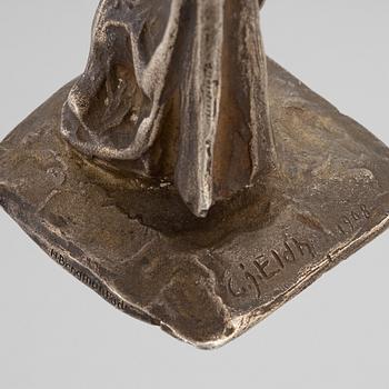 Carl Eldh, skulptur, silver. Signerad och daterad 1908. Gjutarstämplar H Bergman fud.