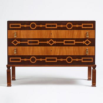 Axel Einar Hjorth, a iaspis and palisander chest of drawers  'Library' by Nordiska Kompaniet, Sweden 1929.