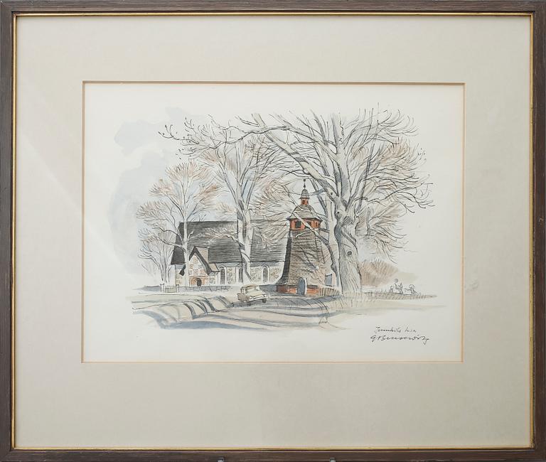 GUNNAR BRUSEWITZ, akvarell. Signerad.