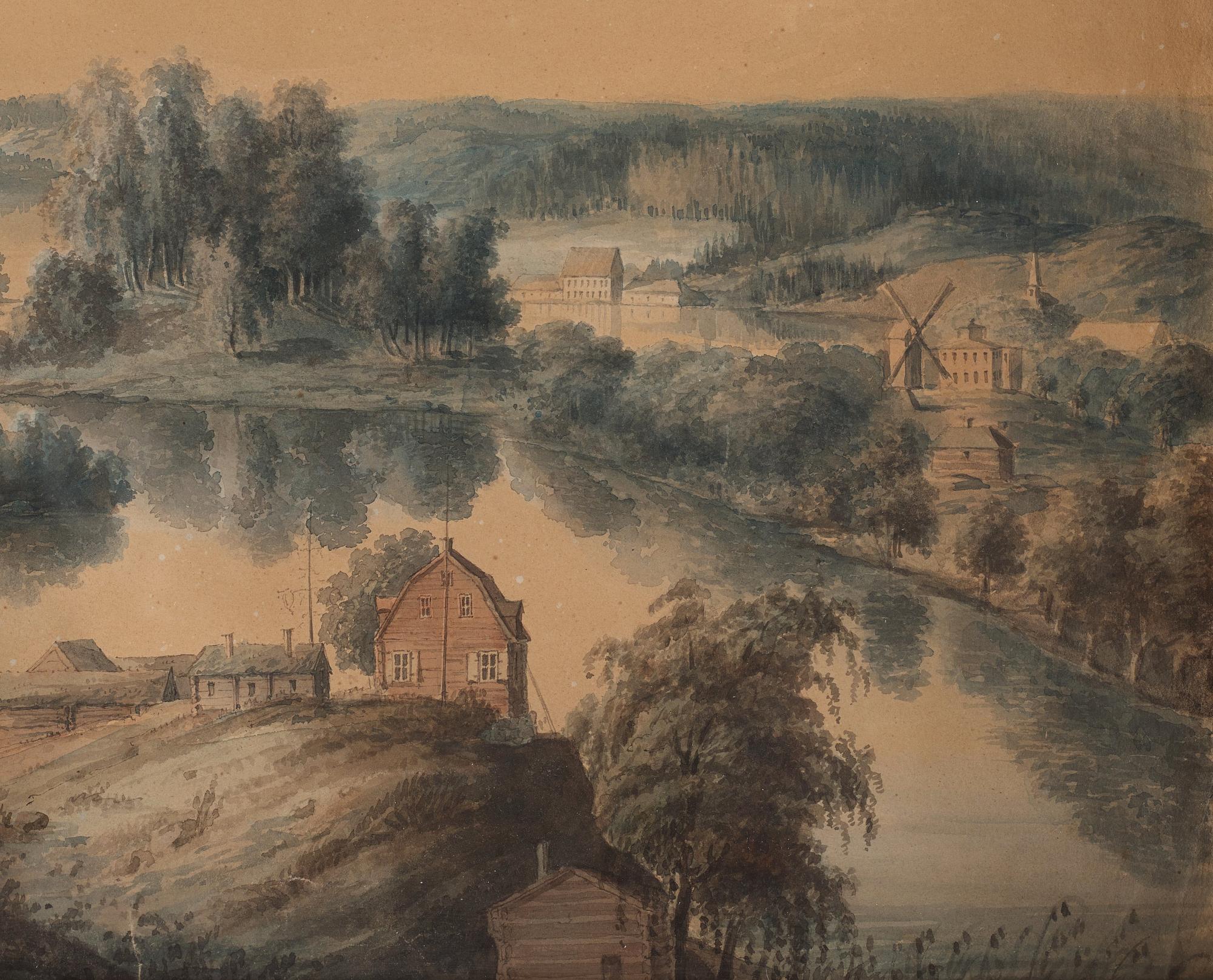 Johan Adam von Gertten (Gerdten), Landscape with lake and buildings.