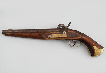 A mid 19th century cap lock gun.