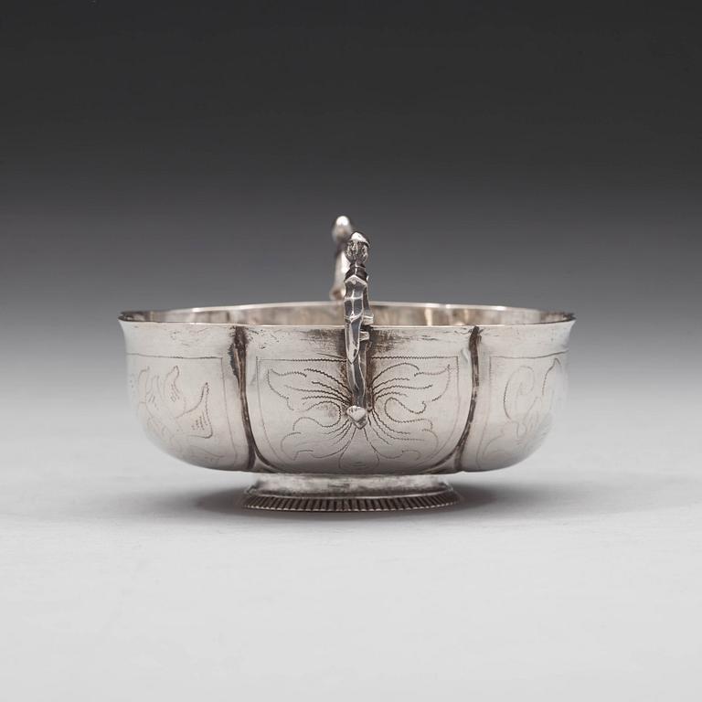 A Swedish 18th century silver brandy-bowl, mark of Peter Biörkman, Karlskrona 1748.