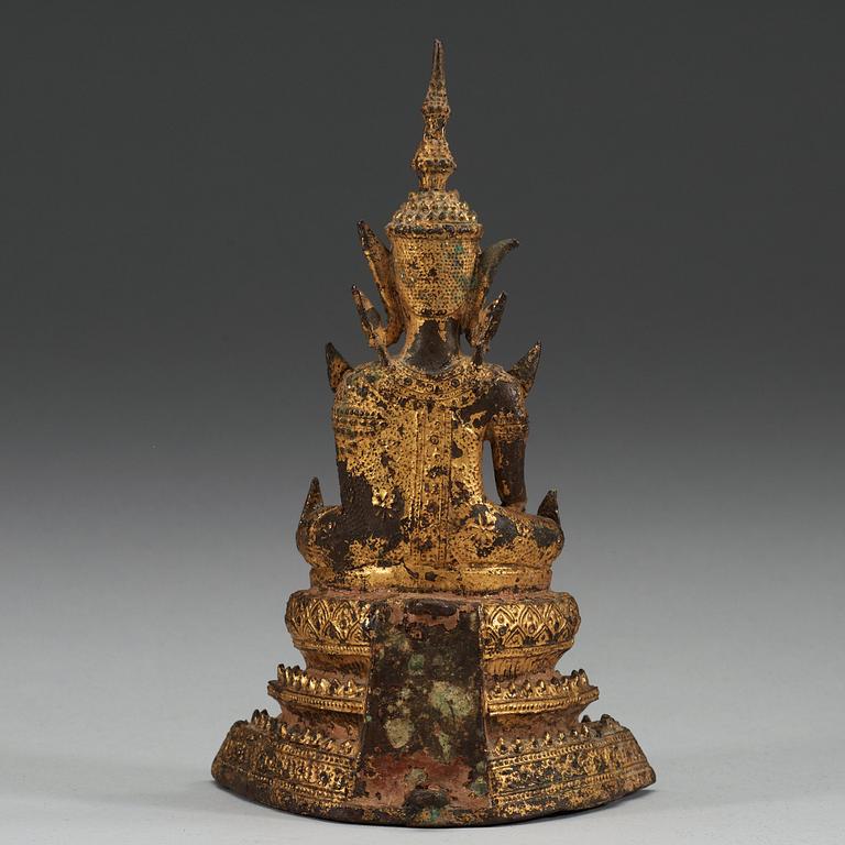 A gilt bronze figure of Buddha, Thailand, 19th Century.