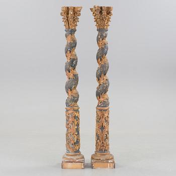 A pair of 19th century baroque style columns, probably from Italy.