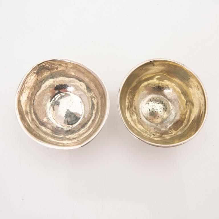 Four beakers, silver, Kristianstad, 18th/19th century.