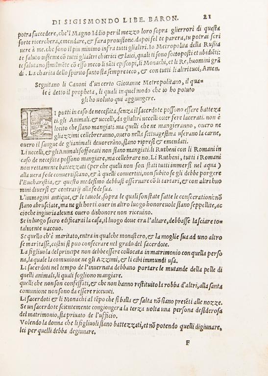 SIGISMUND VON HERBERSTAIN, Comentari della Moscovia, Venezia, 1550.