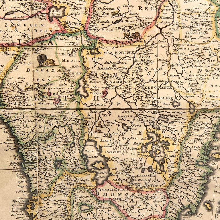 Frederik de Wit, map Africa, hand coloured copper engraving, Amsterdam c 1690.