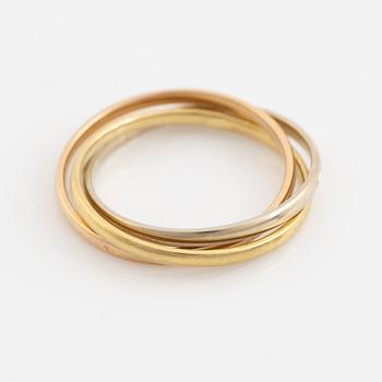 18K three coloured gold ring, Ferret.
