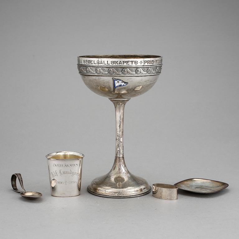 PARTI SILVER, 5 st, CG Hallberg, GAB, Carl Nygren, 1900-tal. Vikt (exl. trofé) 195 g.