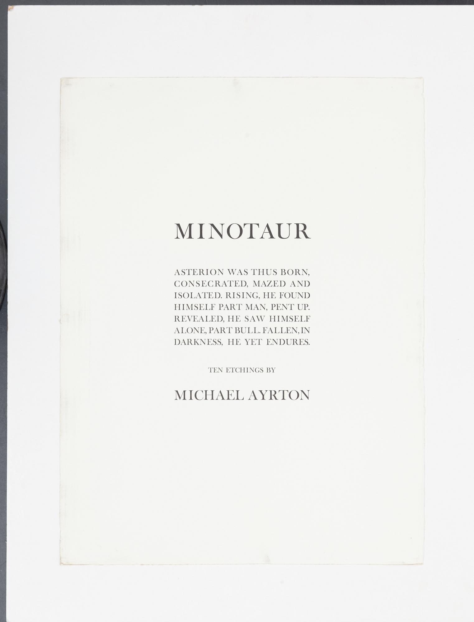 Michael Ayrton, "Minotaur", 2 pcs.