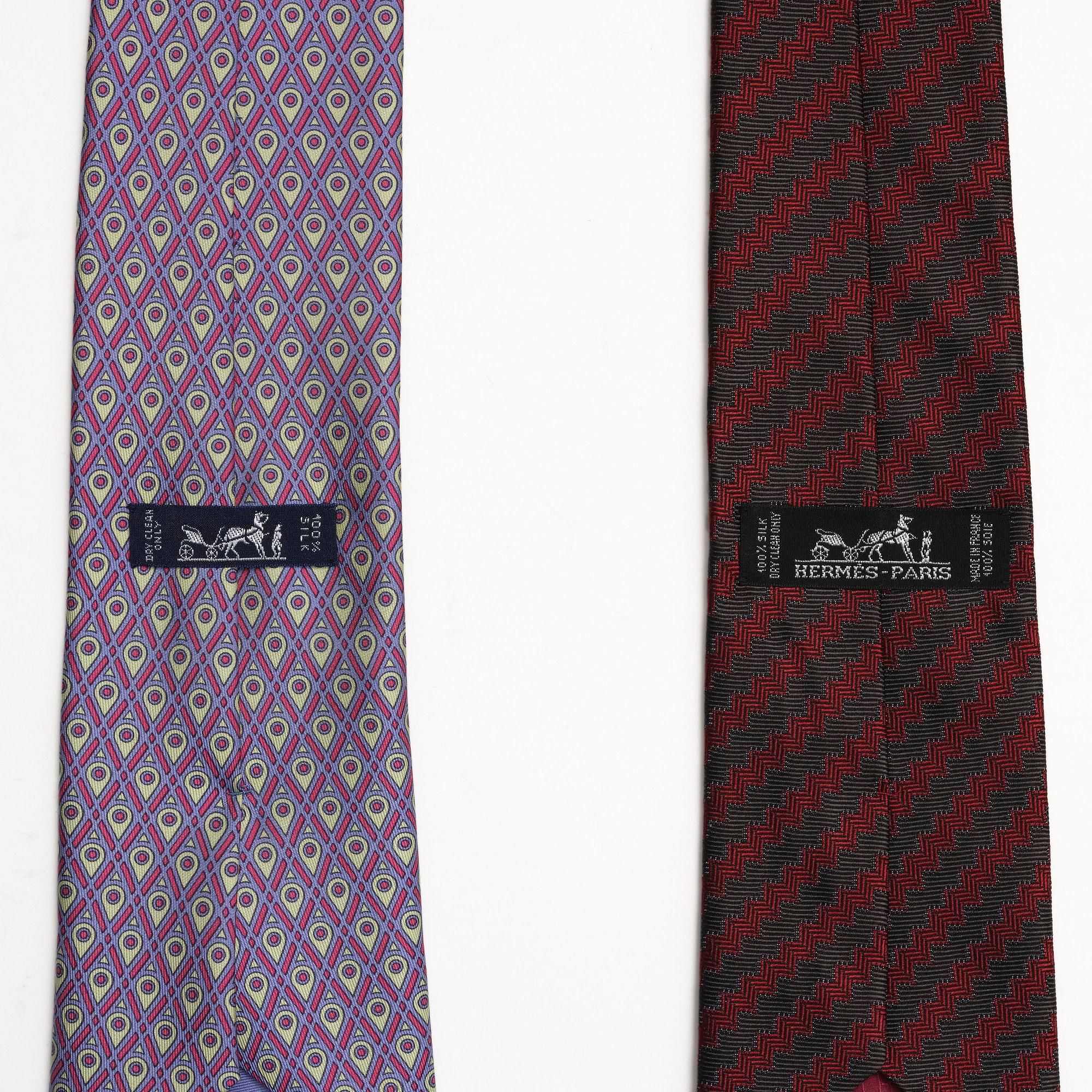 Hermès, two silk ties.