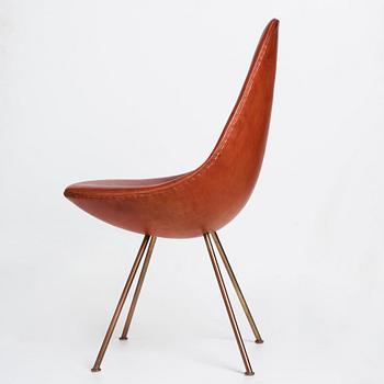 Arne Jacobsen, a cognac coloured leather "Drop chair", Fritz Hansen, Denmark 1964.