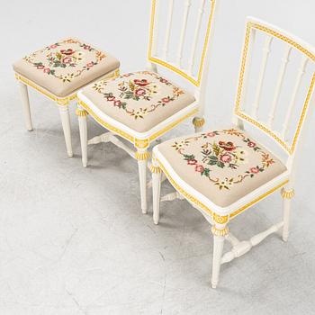 Erik Öhrmark, A pair of Gustavian chairs, around 1800, and and a footstool 20th century.
