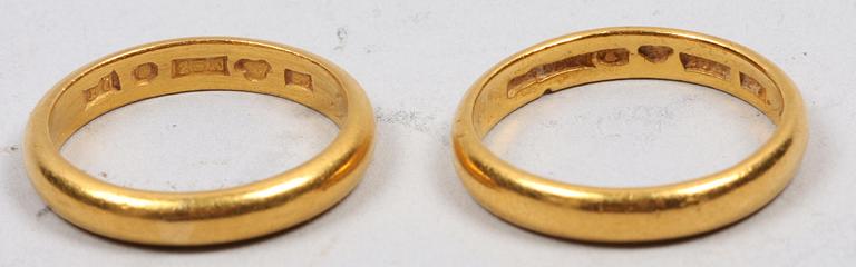 RINGAR, 2 st, 23K guld. Tot 13 g.