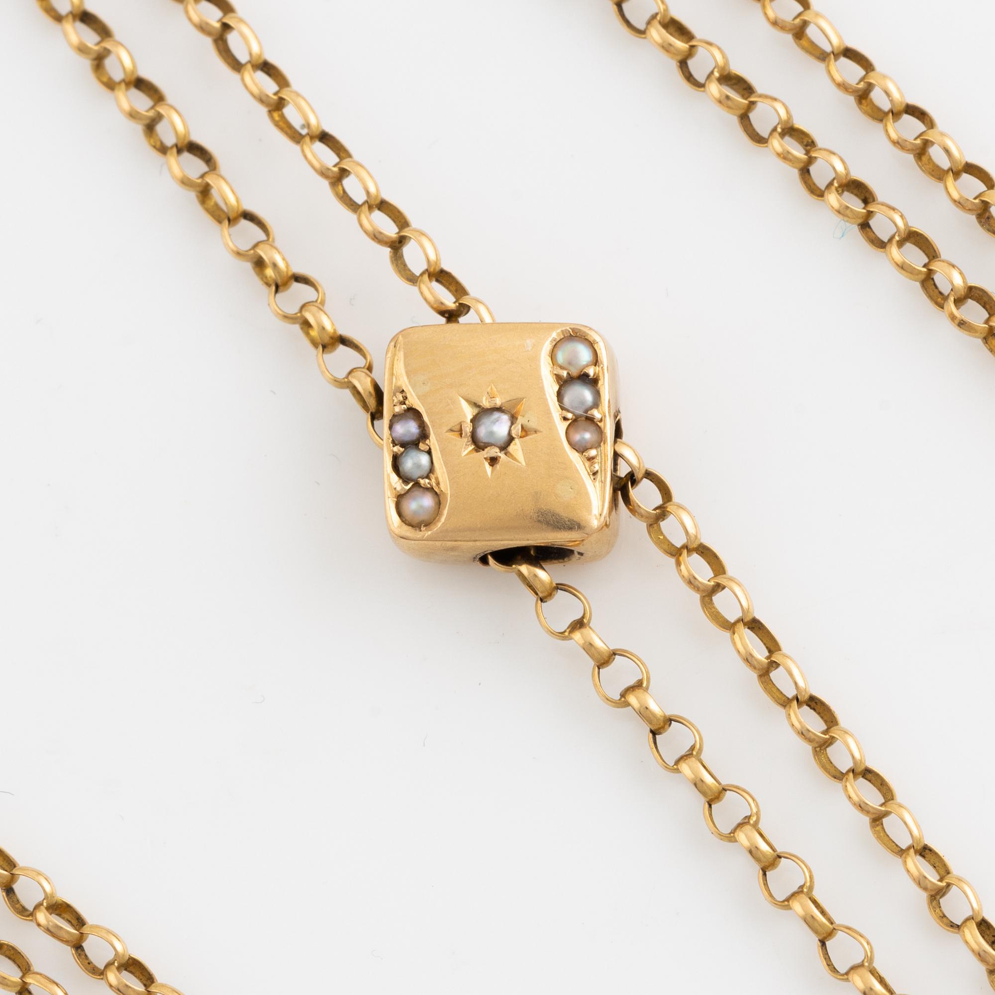 Goldchain with lock. 18 carat gold, Gustav Dahlgren & Co, Malmö, 1905.