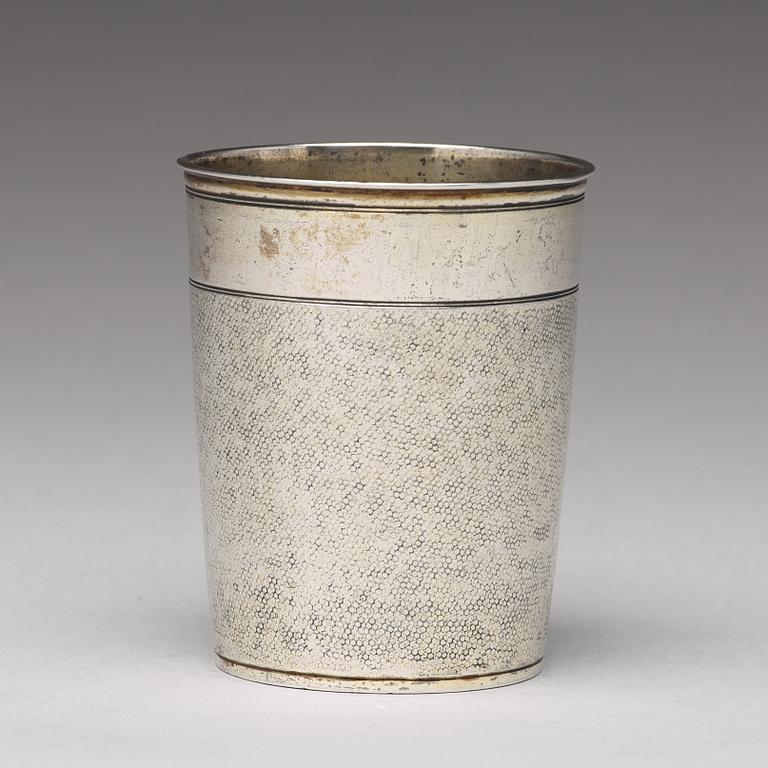 A German 17th century parcel-gilt silver beaker, mark of Thomas Ringler, Nürnberg (1661-1704).