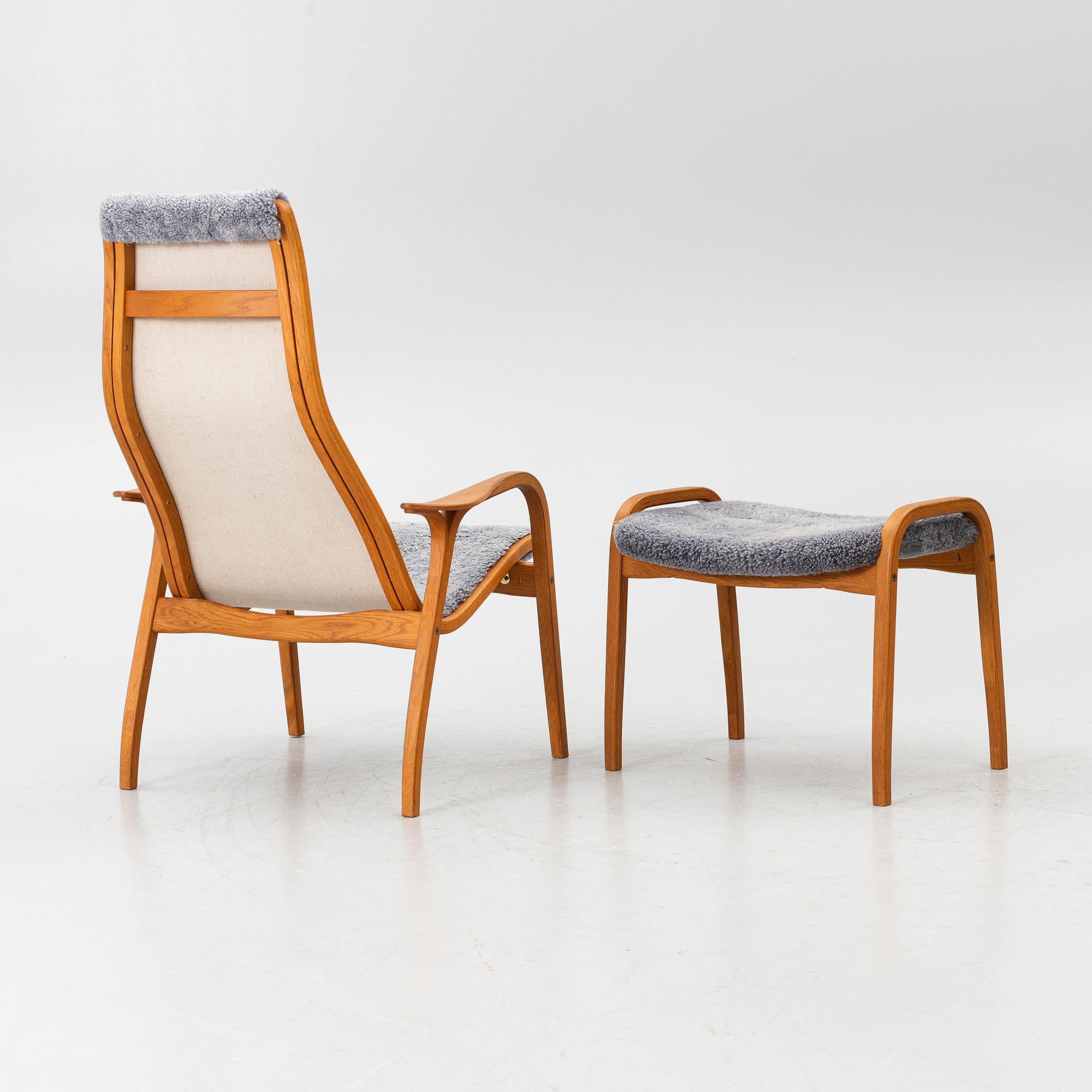Yngve Ekström, a 'Lamino' armchair with footstool, Swedese, 2004.