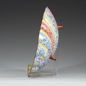 An enamel on copper basin/barbers dish, Qing dynasty, Qianlong (1736-95).