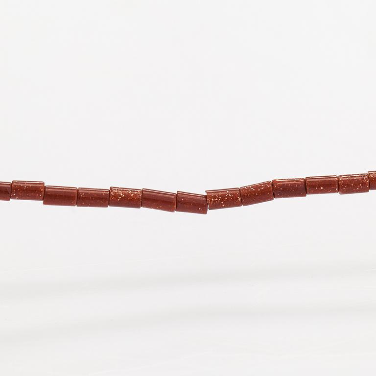Ole Lynggaard, Three pearl collier without lock, hematite, rock crystal and goldstone. Denmark.