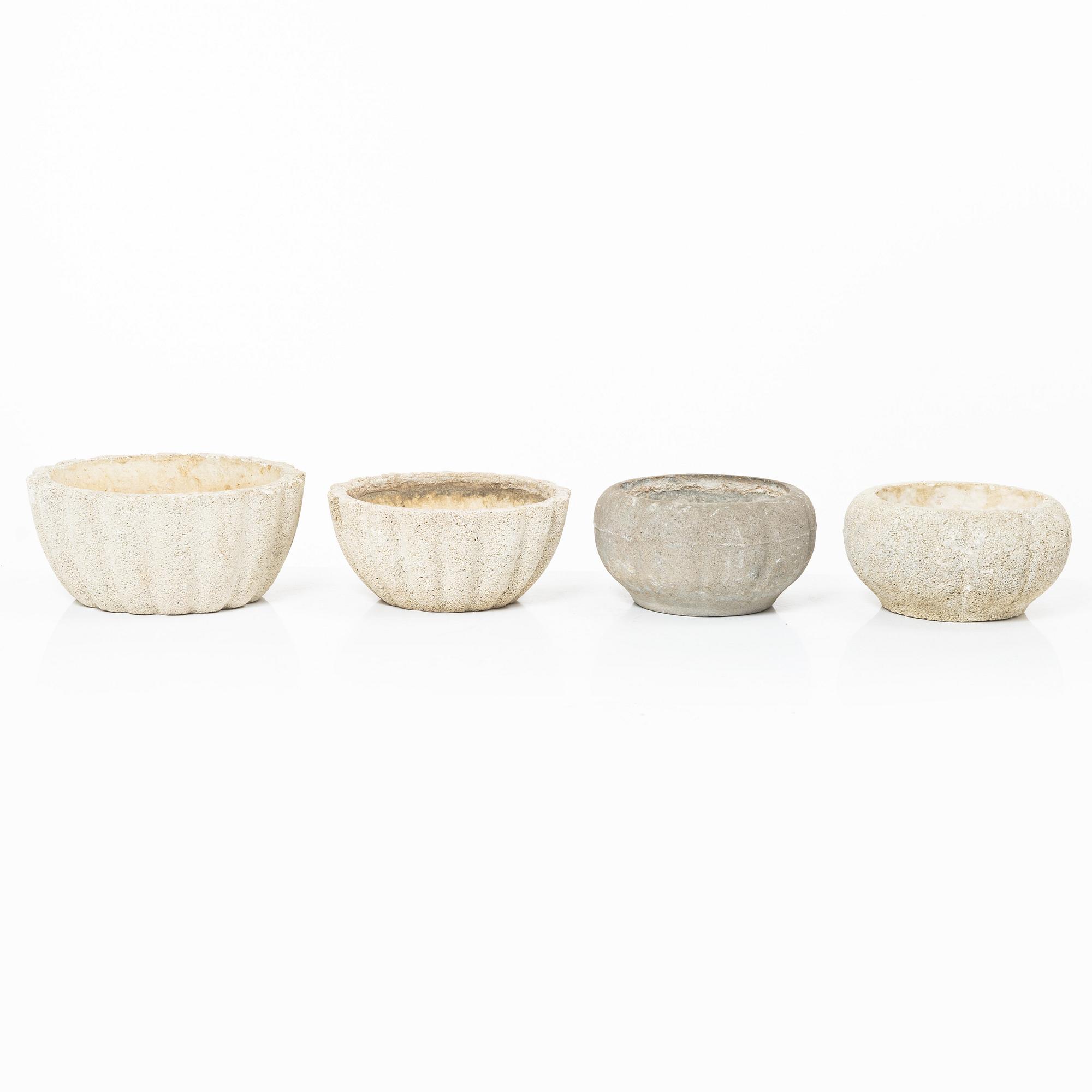 Syco Keramik, eight flower pots, Sweden, mid20th century.