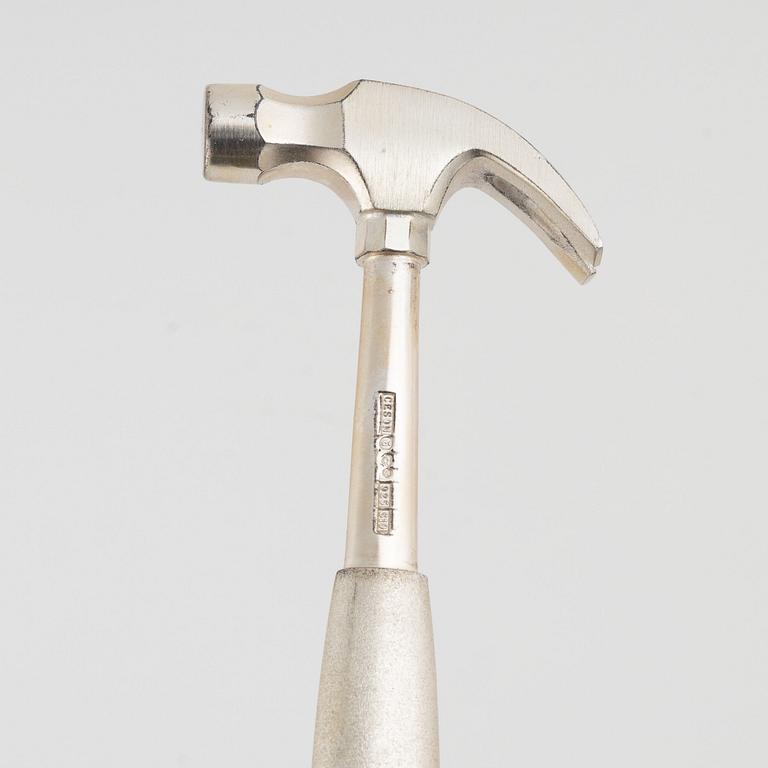 A miniature sterling silver hammer, mark of Ceson, Gothenburg 1992.