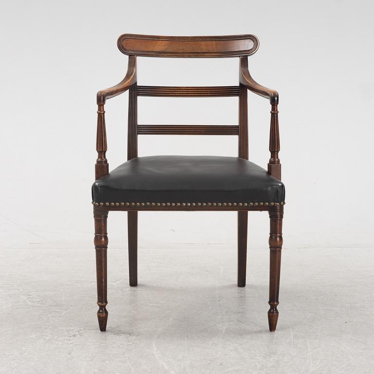 A Gustavian style writing desk and chair, 20th century.