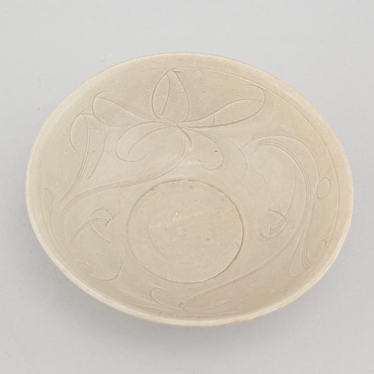 A olive green glazed bowl, Yuan/Ming dynasty.