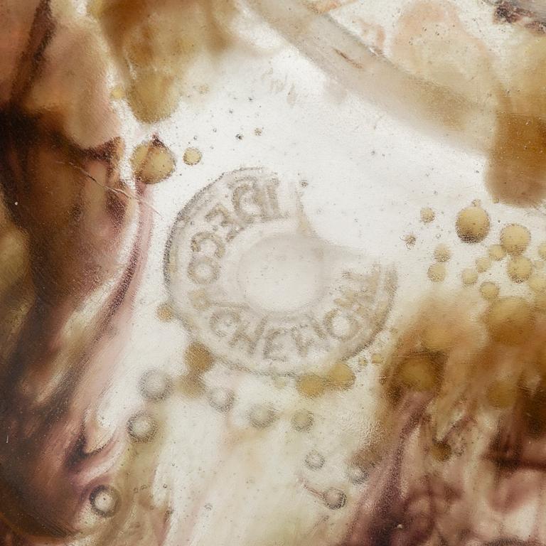 Francois-Emile Decorchemont, skål på fot, pate de verre, Frankrike, 1900-talets första hälft.