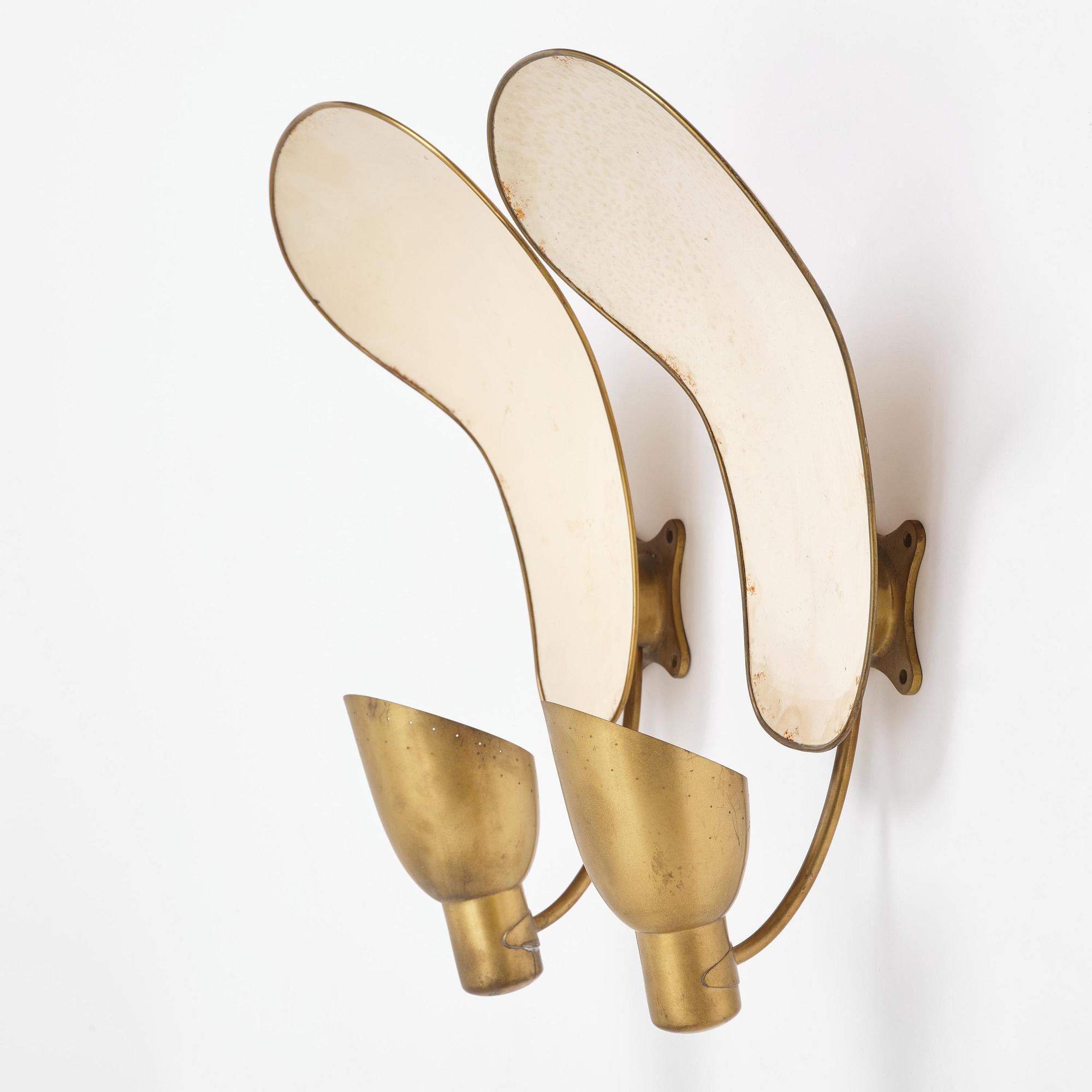 Carl-Axel Acking, a pair of wall lamps model "5029", Bröderna Malmströms Metallvarufabrik, Malmö, 1940s.