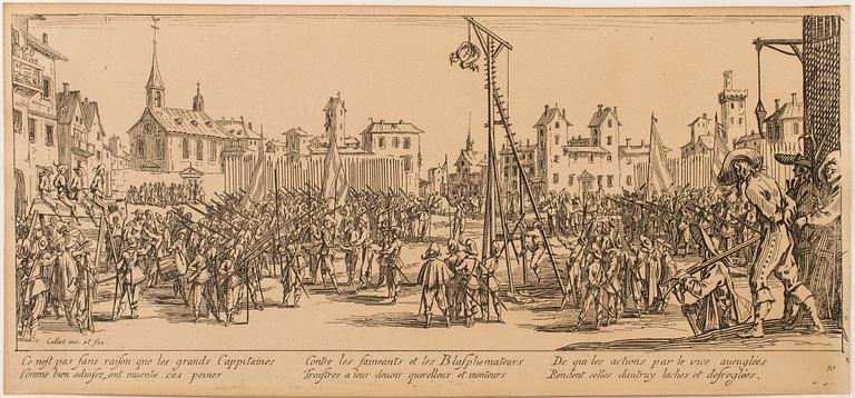 JACQUES CALLOT, Book, collection of 18 etchnings from Les miseres et les mal-hevrs de la gverre. 1633, later edition.