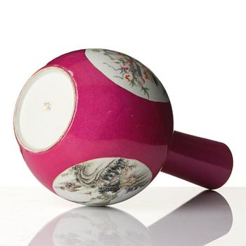 A pink ground Chinese famille rose vase, 20th century.