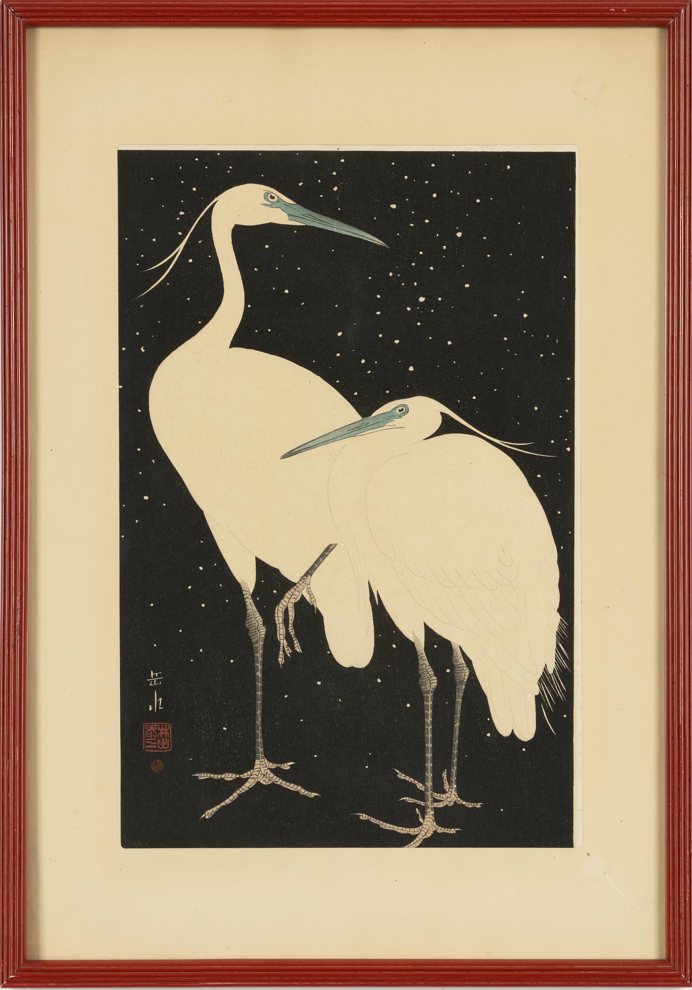 Gakusi Ide, Two Herons in the Snow.