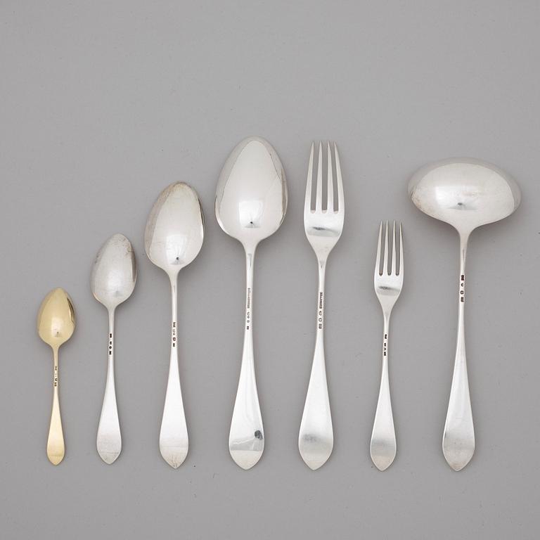 Gustaf Möllenborg, bestickuppsättning 49 delar, silver, Stockholm 1906.