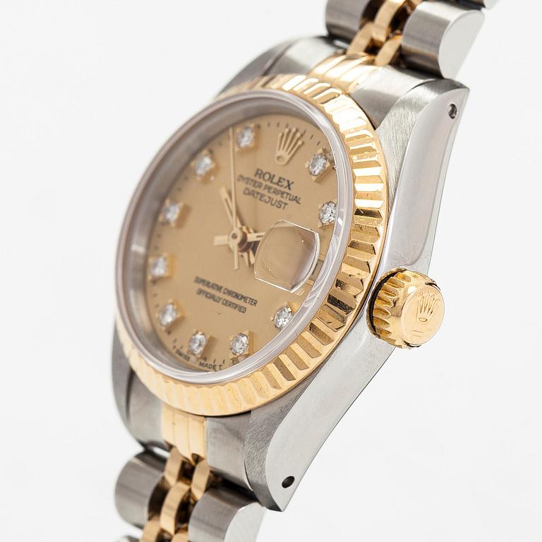 Rolex, Oyster Perpetual, Datejust, "Diamond Dial", rannekello, 26 mm.